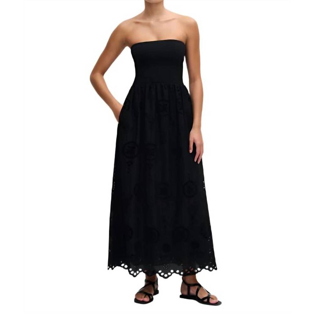 Matteau Strapless Black Eyelet Maxi Dress